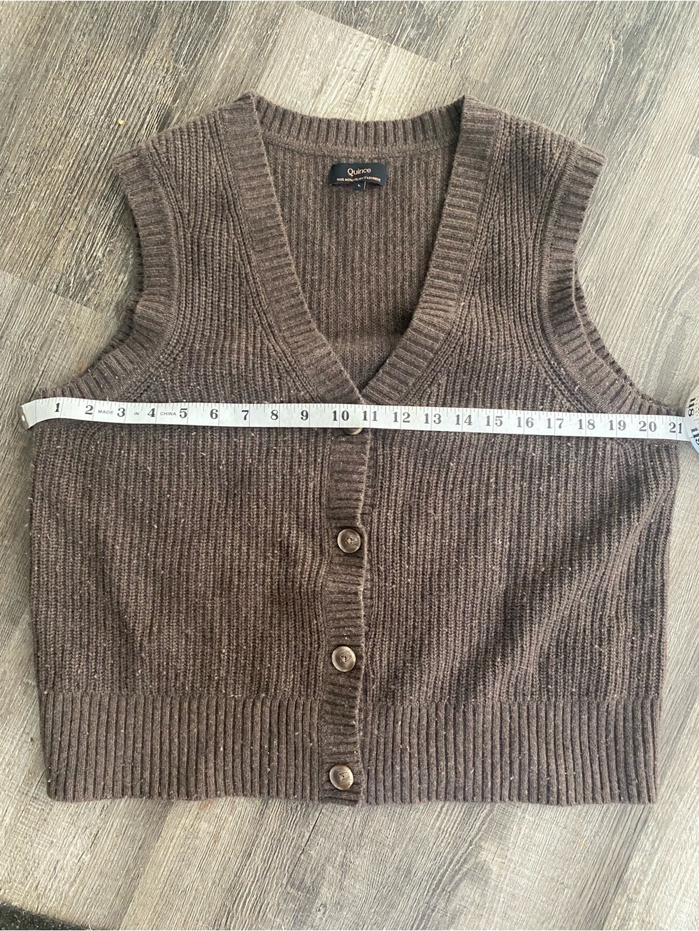 Quince Mongolian fisherman cashmere women’s vest sweater brown v-neck L large - Picture 5 of 5